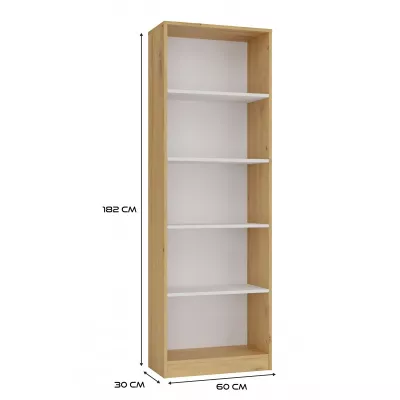 Schmales Bücherregal RAUNO – 60 cm, Artisan Eiche/Weiß