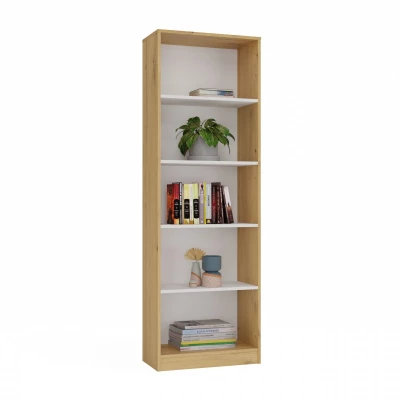 Schmales Bücherregal RAUNO – 60 cm, Artisan Eiche/Weiß