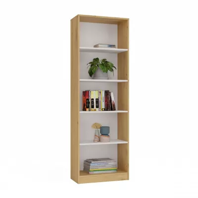 Schmales Bücherregal RAUNO – 60 cm, Artisan Eiche/Weiß