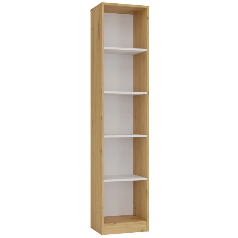 Schmales Bücherregal RAUNO – 40 cm, Artisan Eiche/Weiß