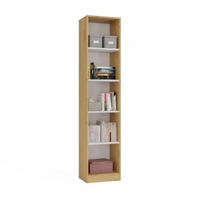Schmales Bücherregal RAUNO – 40 cm, Artisan Eiche/Weiß