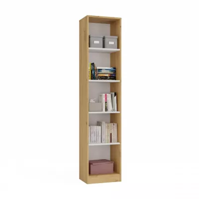 Schmales Bücherregal RAUNO – 40 cm, Artisan Eiche/Weiß