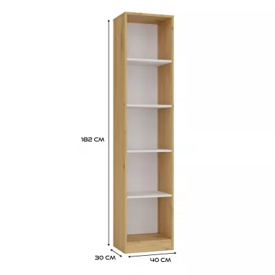 Schmales Bücherregal RAUNO – 40 cm, Artisan Eiche/Weiß