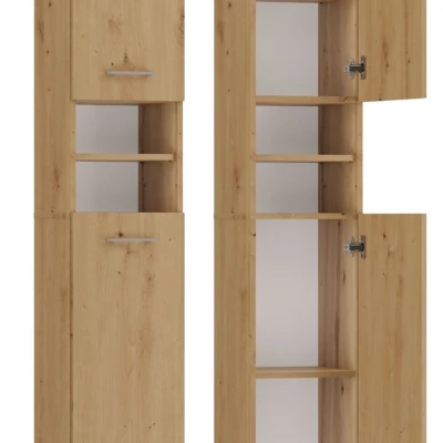 Schmaler Badezimmerschrank JANNO - Artisan Eiche