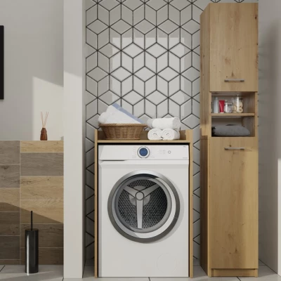Schmaler Badezimmerschrank JANNO - Artisan Eiche