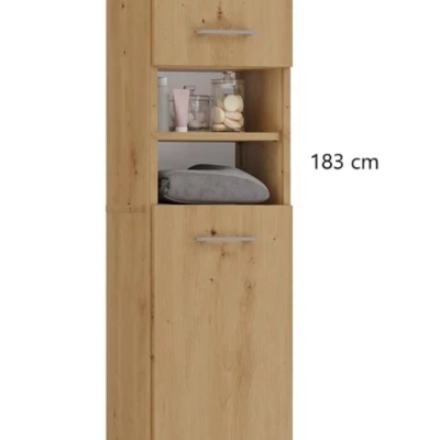 Schmaler Badezimmerschrank JANNO - Artisan Eiche