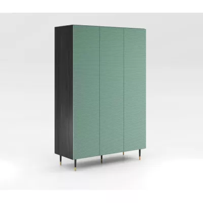 Dreitüriger Kleiderschrank 135 cm MILIONA - Pistaziengrün/Grau