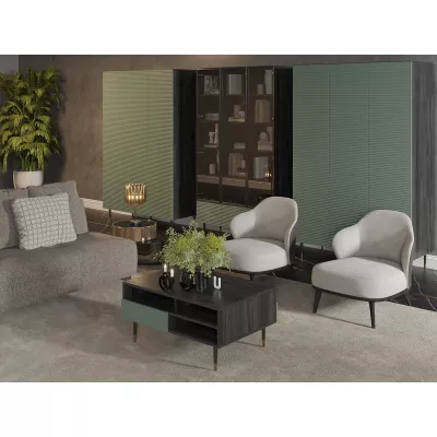 Dreitüriger Kleiderschrank 135 cm MILIONA - Pistaziengrün/Grau