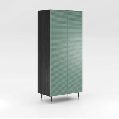 Zweitüriger Kleiderschrank 90 cm MILIONA - Pistaziengrün/Grau