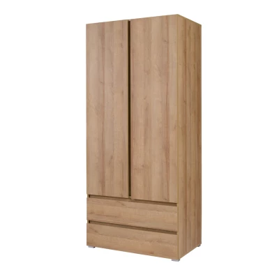 Kleiderschrank mit Schubladen 92 cm LIONU - Riviera-Eiche