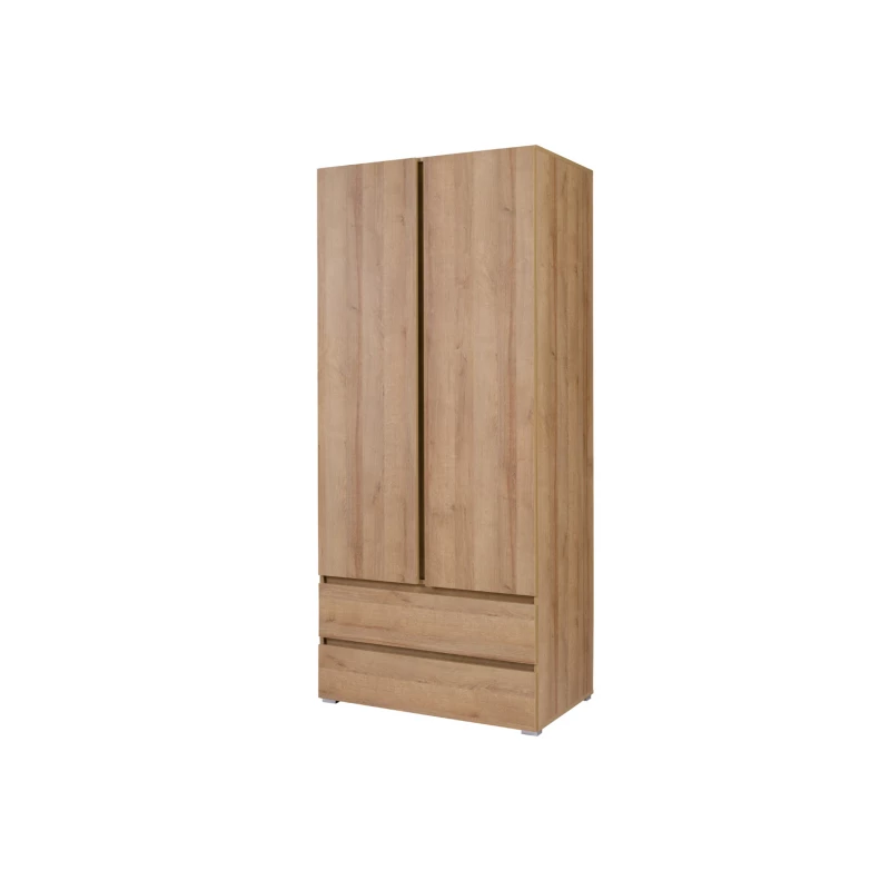 Kleiderschrank mit Schubladen 92 cm LIONU - Riviera-Eiche