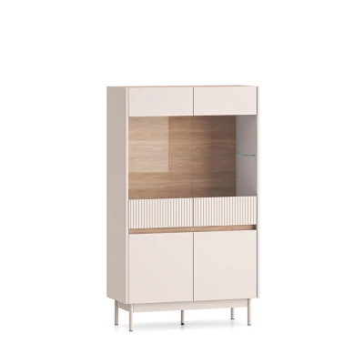 Vitrine mit Glastüren THEA - Kaschmir / Eiche