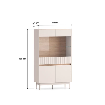 Vitrine mit Glastüren THEA - Kaschmir / Eiche