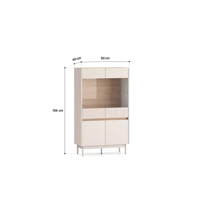 Vitrine mit Glastüren THEA - Kaschmir / Eiche