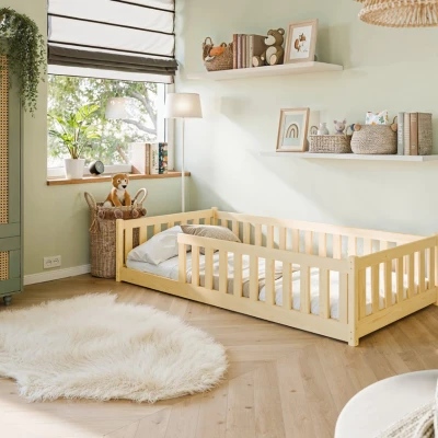 Kindereinzelbett 80x180 MAILA mit Rausfallschutz - Kiefer