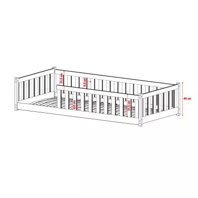 Kindereinzelbett 80x160 MAILA mit Barriere - weiß