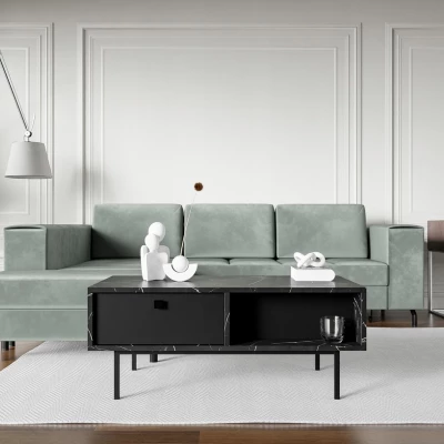 SHELDON Couchtisch - schwarzer Marmor