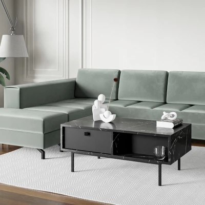 SHELDON Couchtisch - schwarzer Marmor