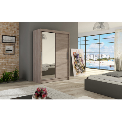 Kleiderschrank mit Spiegel Angelo – Breite 120 cm, Trüffel