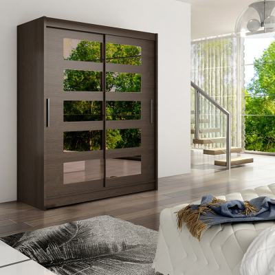 Moderner geräumiger Kleiderschrank Fanny – Breite 150 cm, Schokobraun
