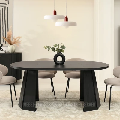 Designer Ausziehtisch 100(180)x100 DAMIEN - schwarz