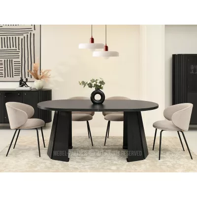 Designer Ausziehtisch 100(180)x100 DAMIEN - schwarz