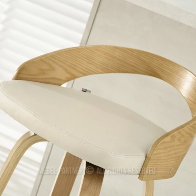 Drehbarer Barhocker LUSMILA - Eiche / Creme / Chrom