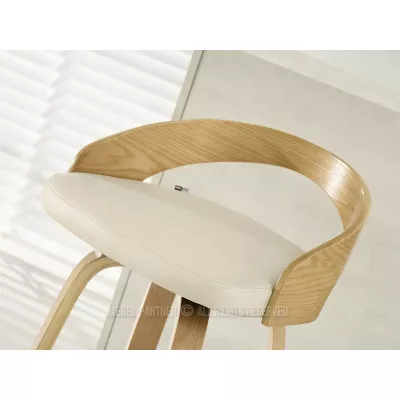 Drehbarer Barhocker LUSMILA - Eiche / Creme / Chrom