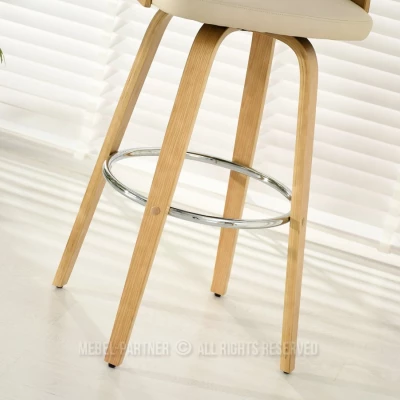 Drehbarer Barhocker LUSMILA - Eiche / Creme / Chrom
