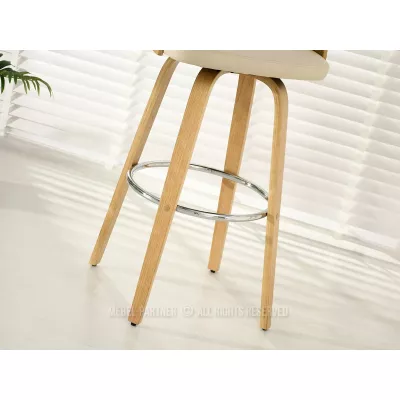 Drehbarer Barhocker LUSMILA - Eiche / Creme / Chrom