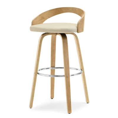 Drehbarer Barhocker LUSMILA - Eiche / Creme / Chrom
