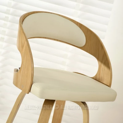 Eleganter Barstuhl ROMINA - Eiche / Creme / Chrom