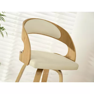 Eleganter Barstuhl ROMINA - Eiche / Creme / Chrom