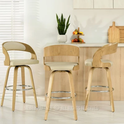Eleganter Barstuhl ROMINA - Eiche / Creme / Chrom