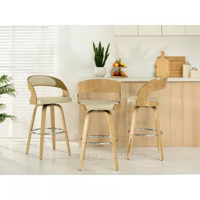 Eleganter Barstuhl ROMINA - Eiche / Creme / Chrom