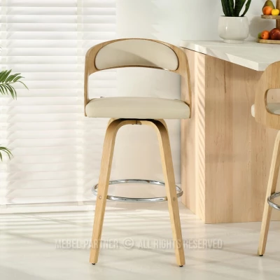 Eleganter Barstuhl ROMINA - Eiche / Creme / Chrom