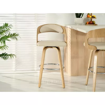 Eleganter Barstuhl ROMINA - Eiche / Creme / Chrom