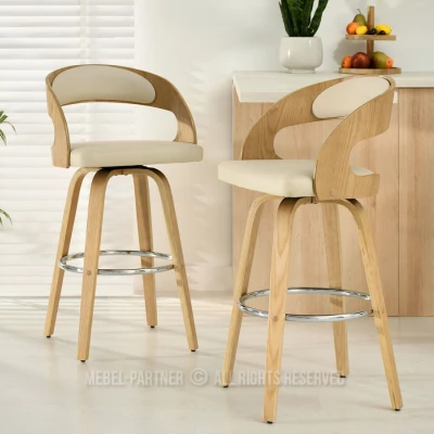 Eleganter Barstuhl ROMINA - Eiche / Creme / Chrom