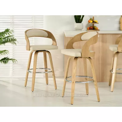 Eleganter Barstuhl ROMINA - Eiche / Creme / Chrom