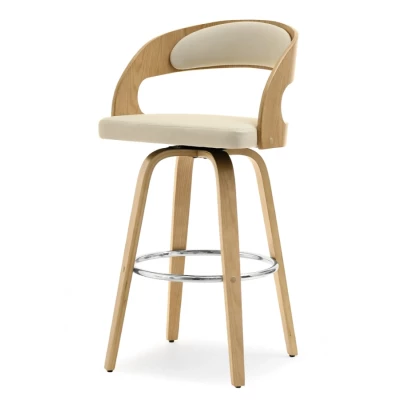 Eleganter Barstuhl ROMINA - Eiche / Creme / Chrom