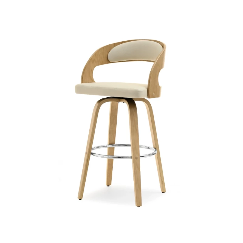 Eleganter Barstuhl ROMINA - Eiche / Creme / Chrom