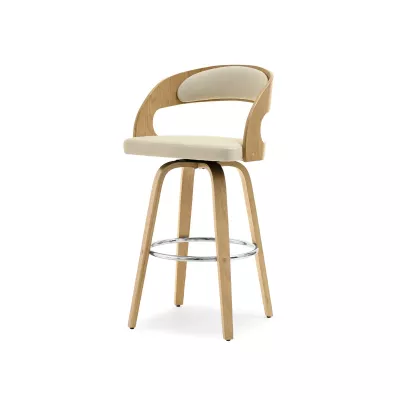 Eleganter Barstuhl ROMINA - Eiche / Creme / Chrom