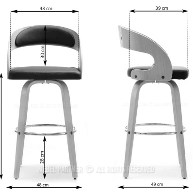 Eleganter Barstuhl ROMINA - Eiche / Creme / Chrom