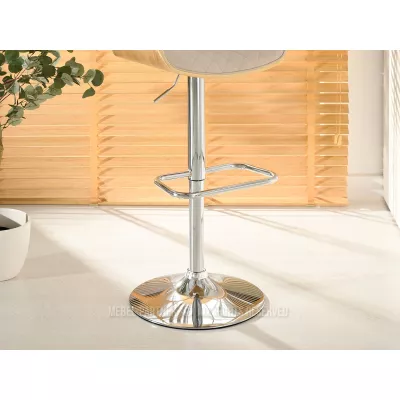 Verstellbarer Barhocker EUNICE - Eiche / Beige / Chrom