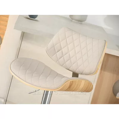 Verstellbarer Barhocker EUNICE - Eiche / Beige / Chrom
