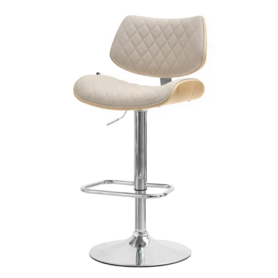 Verstellbarer Barhocker EUNICE - Eiche / Beige / Chrom