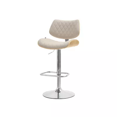 Verstellbarer Barhocker EUNICE - Eiche / Beige / Chrom