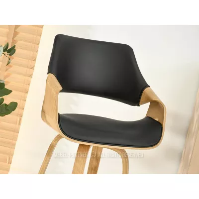 Eleganter Barhocker NENET - Eiche / Schwarz