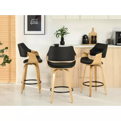 Eleganter Barhocker NENET - Eiche / Schwarz
