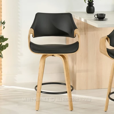 Eleganter Barhocker NENET - Eiche / Schwarz